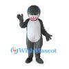 Shark Mascot Costume in Gray with White Belly and Pink Mouth