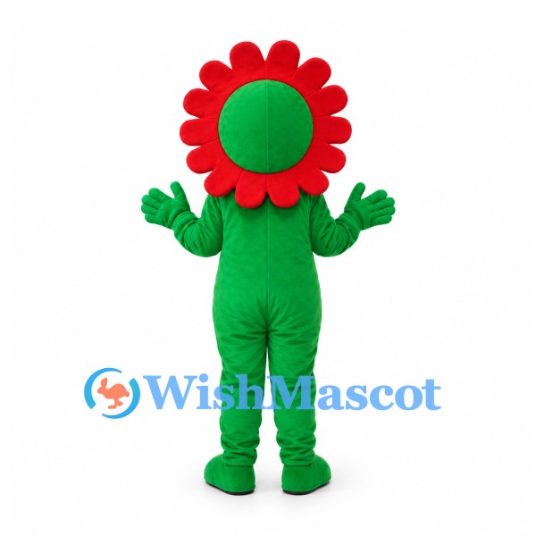Flower Mascot Costume with Red Petals and Green Body