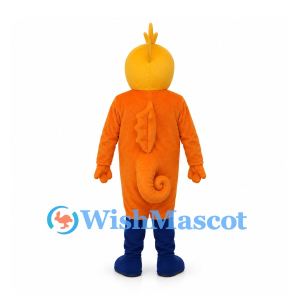 Seahorse Mascot Costume in Orange with Yellow Belly