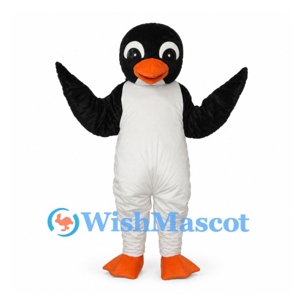 Penguin Mascot Costume with Orange Bill and Feet