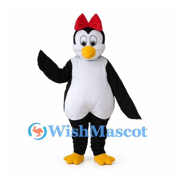 Penguin Mascot Costume with Red Head Bow