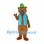 Bear Mascot Costume with Blue Vest and Green Cap