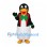 Penguin Mascot Costume with Black Jacket and Green Bow Tie