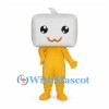 Monitor Character Mascot Costume with White Screen Head and Yellow Body