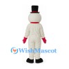 Snowman Mascot Costume with Black Top Hat and Red Scarf