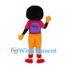 Girl Mascot Costume with Pink Shirt and Purple Backpack