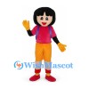 Girl Mascot Costume with Pink Shirt and Purple Backpack