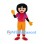 Girl Mascot Costume with Pink Shirt and Purple Backpack