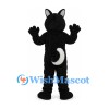Husky Mascot Costume in Black and White with Blue Eyes
