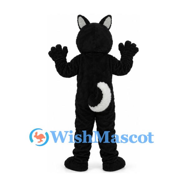 Husky Mascot Costume in Black and White with Blue Eyes