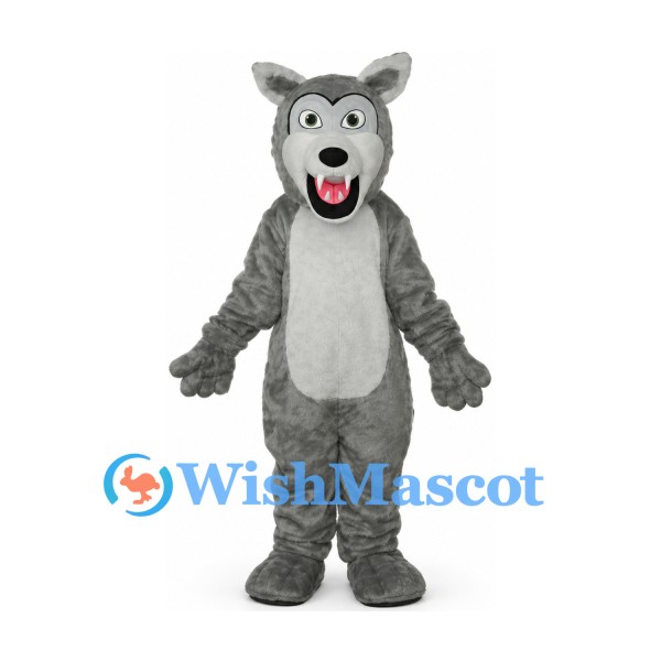 Wolf Mascot Costume in Gray with White Belly