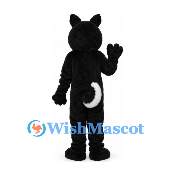 Husky Mascot Costume in Black with White Belly and Tail Tip