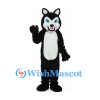 Husky Mascot Costume in Black with White Belly and Tail Tip