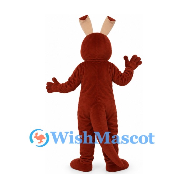 Kangaroo Mascot Costume in Red Brown with Long Ears