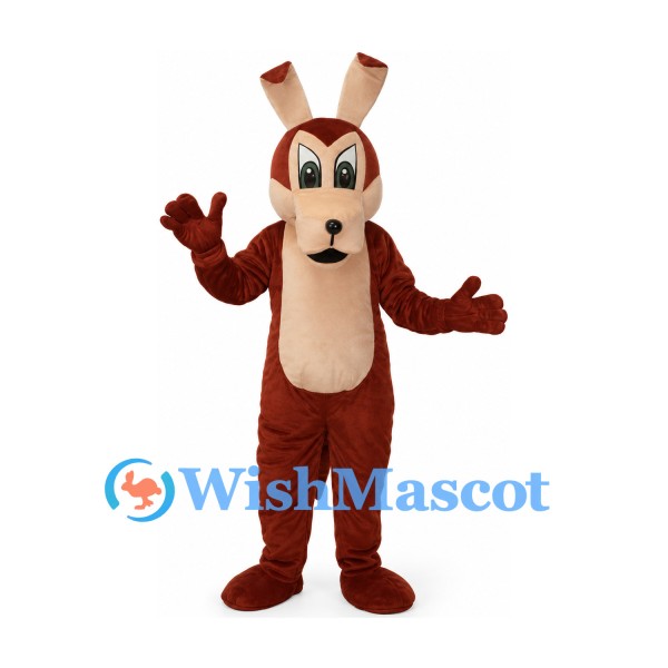 Kangaroo Mascot Costume in Red Brown with Long Ears