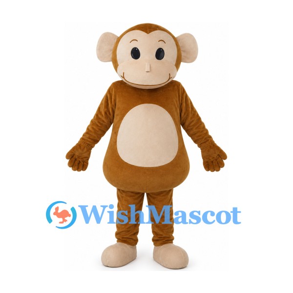 Monkey Mascot Costume in Tan with Cream Face and Belly