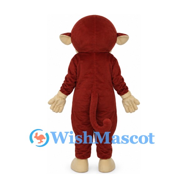 Monkey Mascot Costume in Burgundy with Cream Belly