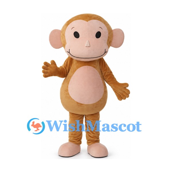 Monkey Mascot Costume in Tan with Pink Face