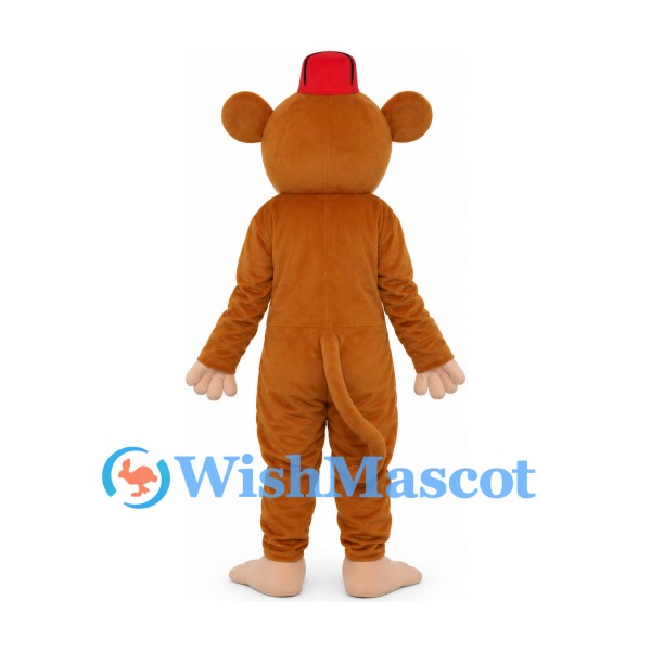 Monkey Mascot Costume with Red Fez and Cream Face
