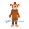 Monkey Mascot Costume with Red Fez and Cream Face