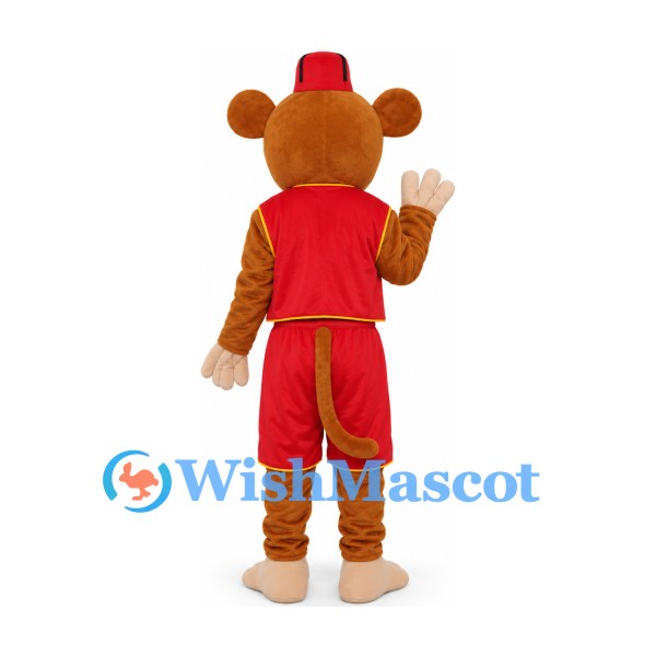 Monkey Mascot Costume with Red Vest Shorts and Fez