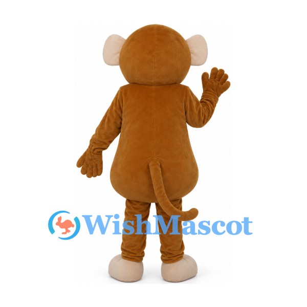 Monkey Mascot Costume in Tan with Cream Belly and Curved Tail