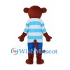 Monkey Mascot Costume with Blue Striped Shirt and Shorts