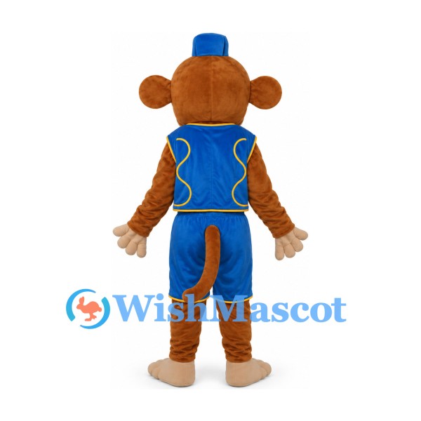 Monkey Mascot Costume with Blue Vest and Fez