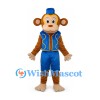 Monkey Mascot Costume with Blue Vest and Fez