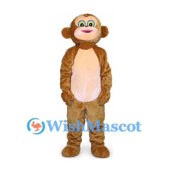 Monkey Mascot Costume in Brown with Pink Muzzle and Belly