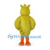 Yellow Bird Mascot Costume with Orange Beak and Tail Feathers