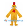 Chicken Mascot Costume in Yellow with Red Comb and Neck Trim