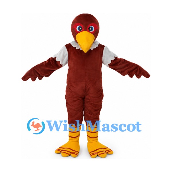Eagle Mascot Costume in Brown with White Neck Ruff