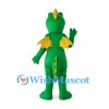 Dragon Mascot Costume in Green with Yellow Wings and Belly