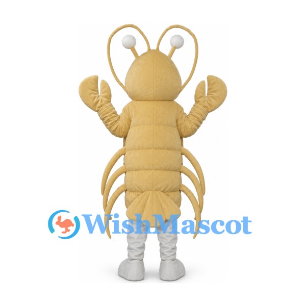 Lobster Mascot Costume in Cream with Long Antennae and Claws
