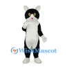 Cat Mascot Costume in Black with White Belly and Yellow Eyes