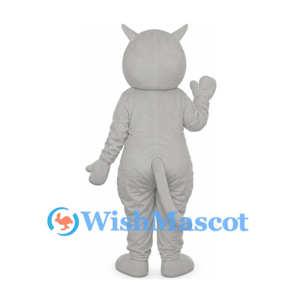 Cat Mascot Costume in White with Red Eyes and Pink Nose