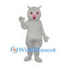 Cat Mascot Costume in White with Red Eyes and Pink Nose