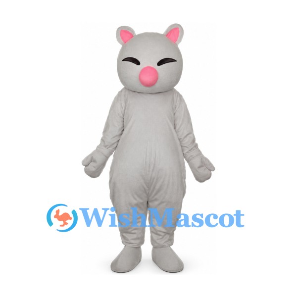 Mouse Mascot Costume in Gray with Pink Nose