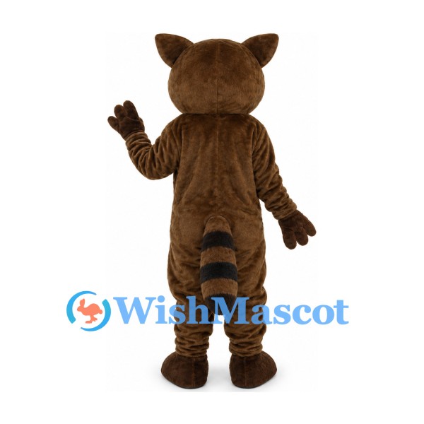 Raccoon Mascot Costume in Brown with White Belly and Ringed Tail