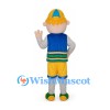 Boy Mascot Costume with Yellow Cap and Blue Vest