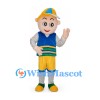 Boy Mascot Costume with Yellow Cap and Blue Vest