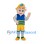 Boy Mascot Costume with Yellow Cap and Blue Vest