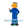 Graduate Mascot Costume with Blue Gown and Cap