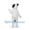 Cow Mascot Costume in White with Black Eye Patch and Bow Tie