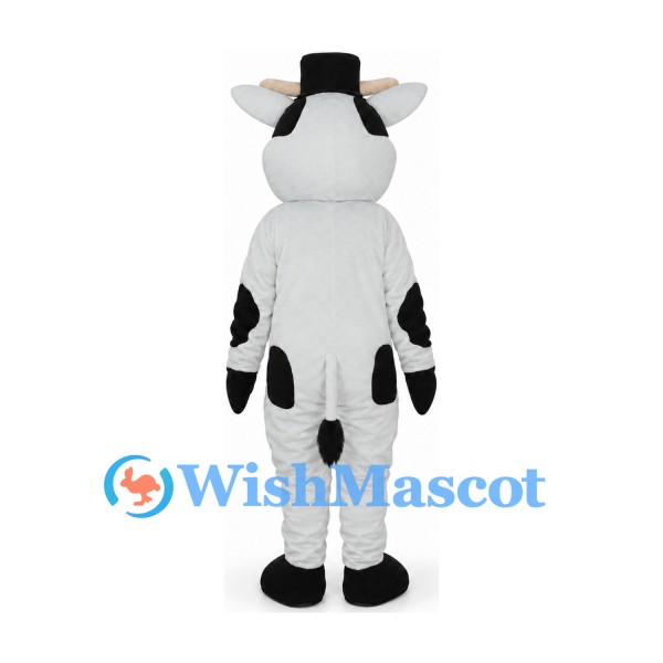 Cow Mascot Costume with Black Top Hat and Bow Tie