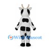 Cow Mascot Costume in White with Black Patches and Pink Bow