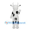 Cow Mascot Costume in White with Black Patches and Horns