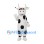 Cow Mascot Costume in White with Black Patches and Horns