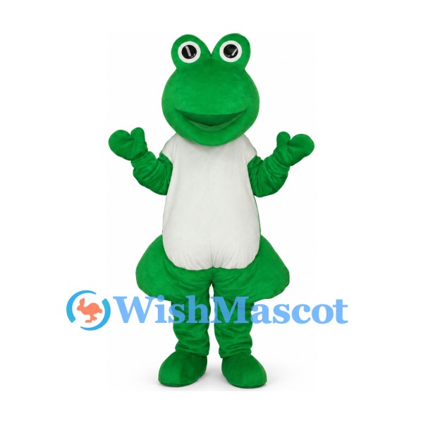 Frog Mascot Costume in Green with White Belly